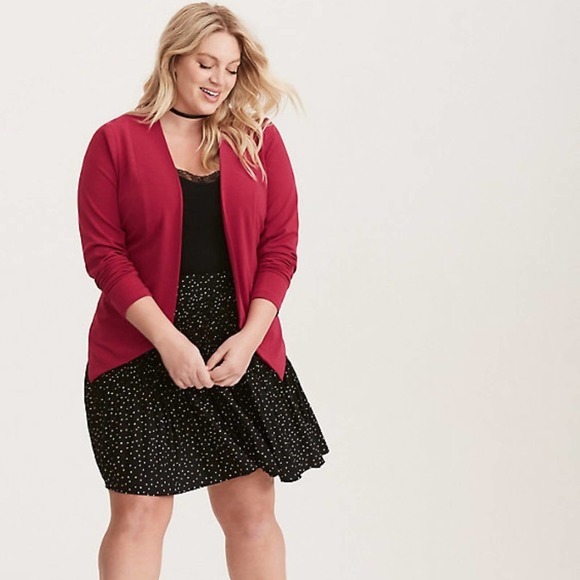 Torrid Crepe Cut Away Drape Front Open Blazer - Picture 1 of 7